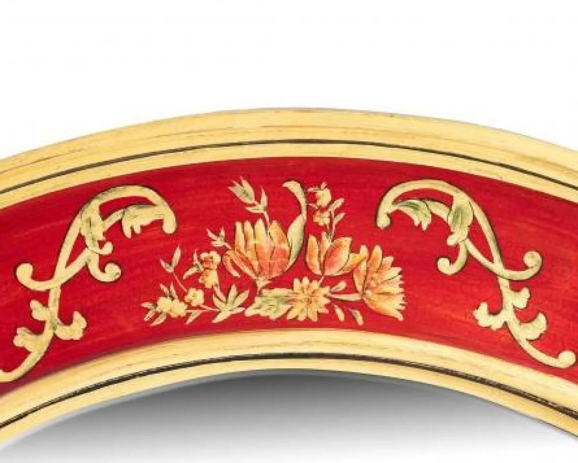 Meerut Large Round Wall Mirror with Floral Design - Red