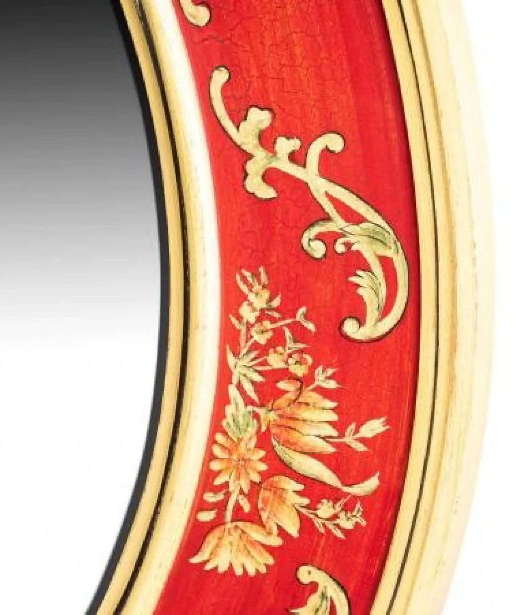 Meerut Large Round Wall Mirror with Floral Design - Red