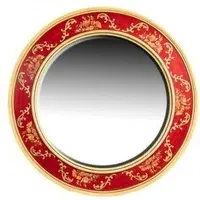 Meerut Large Round Wall Mirror with Floral Design - Red