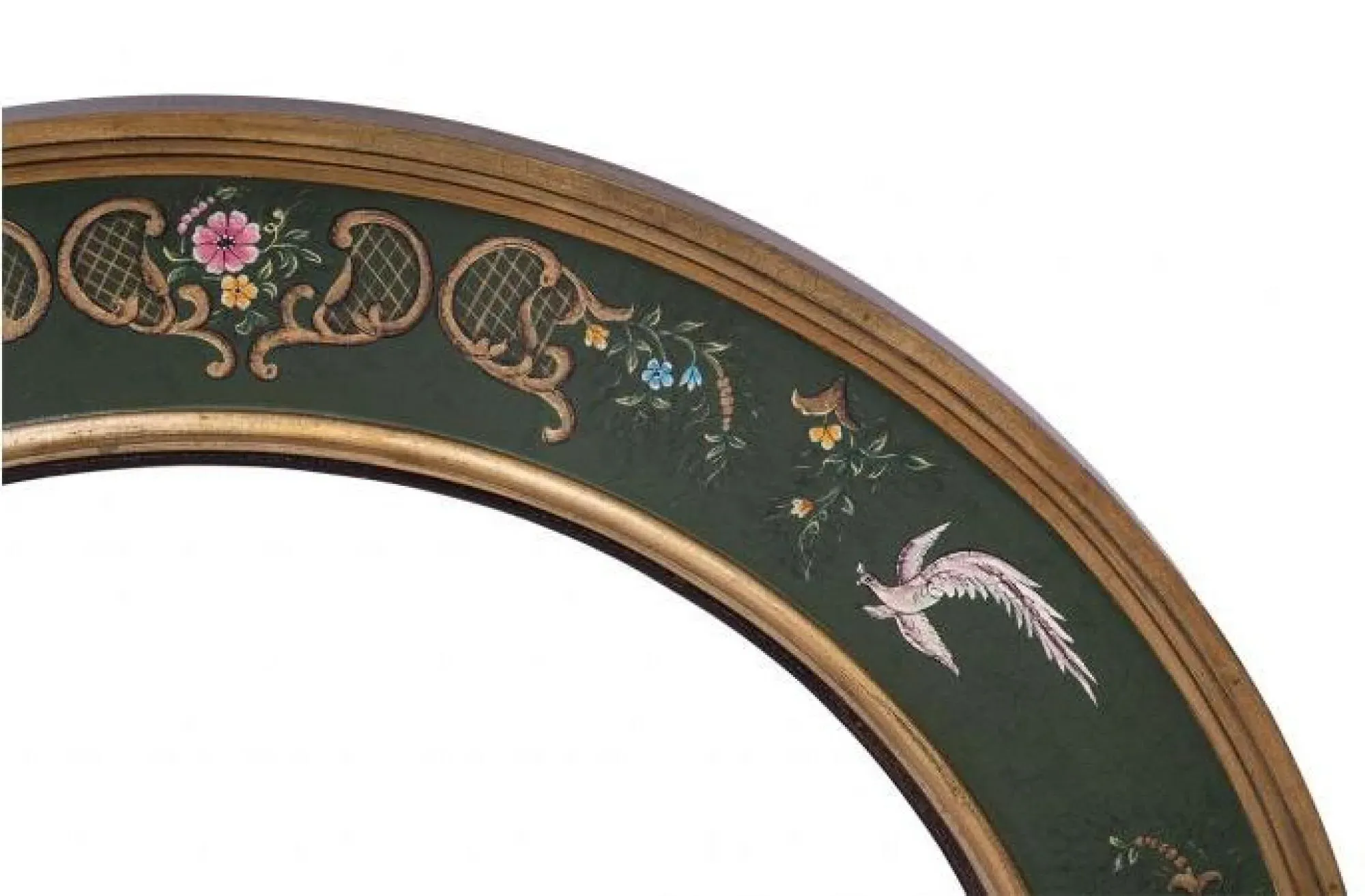 Meerut Large Round Wall Mirror with Fountain Design - Green