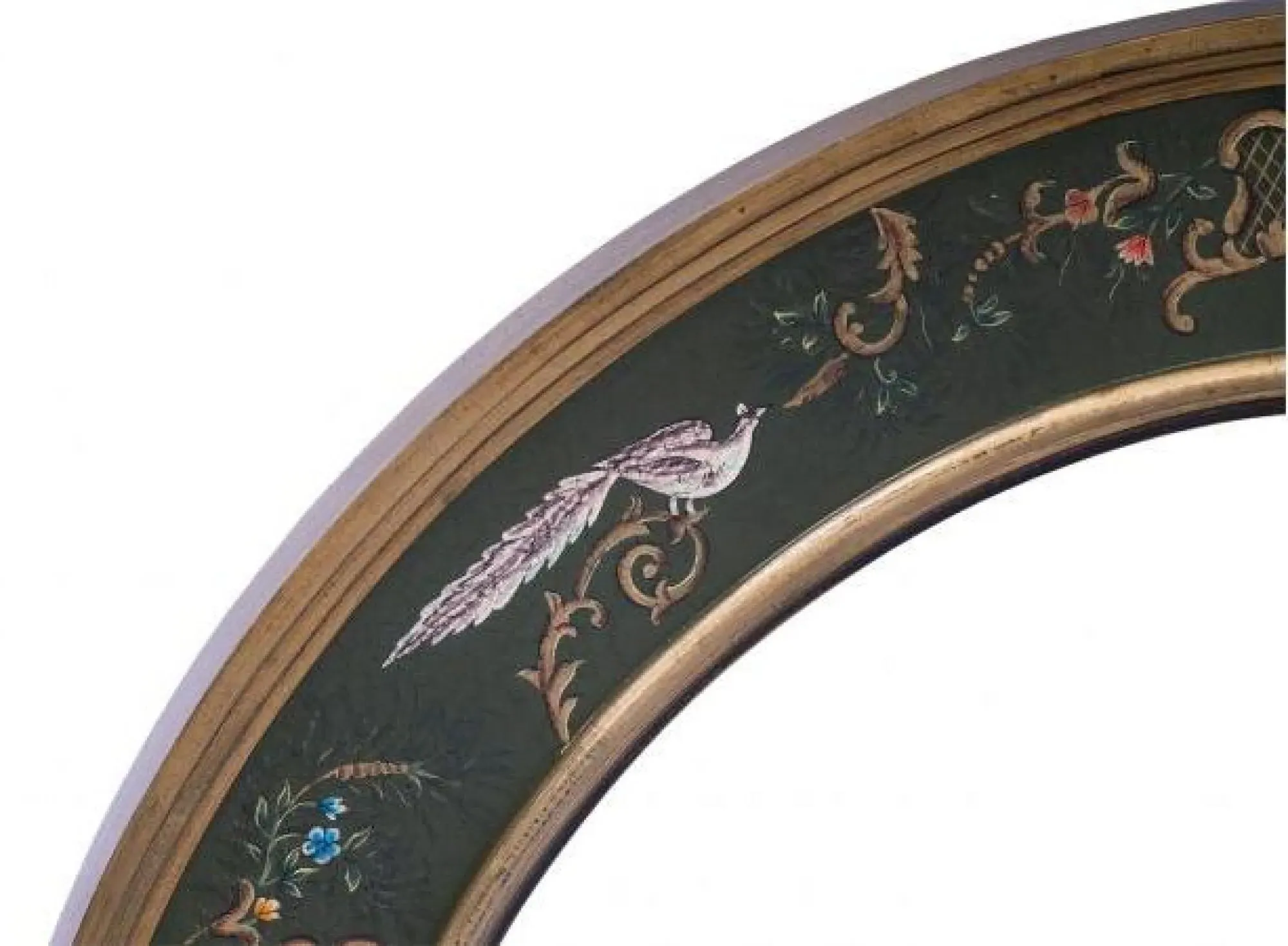 Meerut Large Round Wall Mirror with Fountain Design - Green