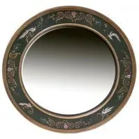 Meerut Large Round Wall Mirror with Fountain Design - Green