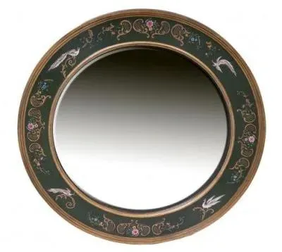 Meerut Large Round Wall Mirror with Fountain Design - Green