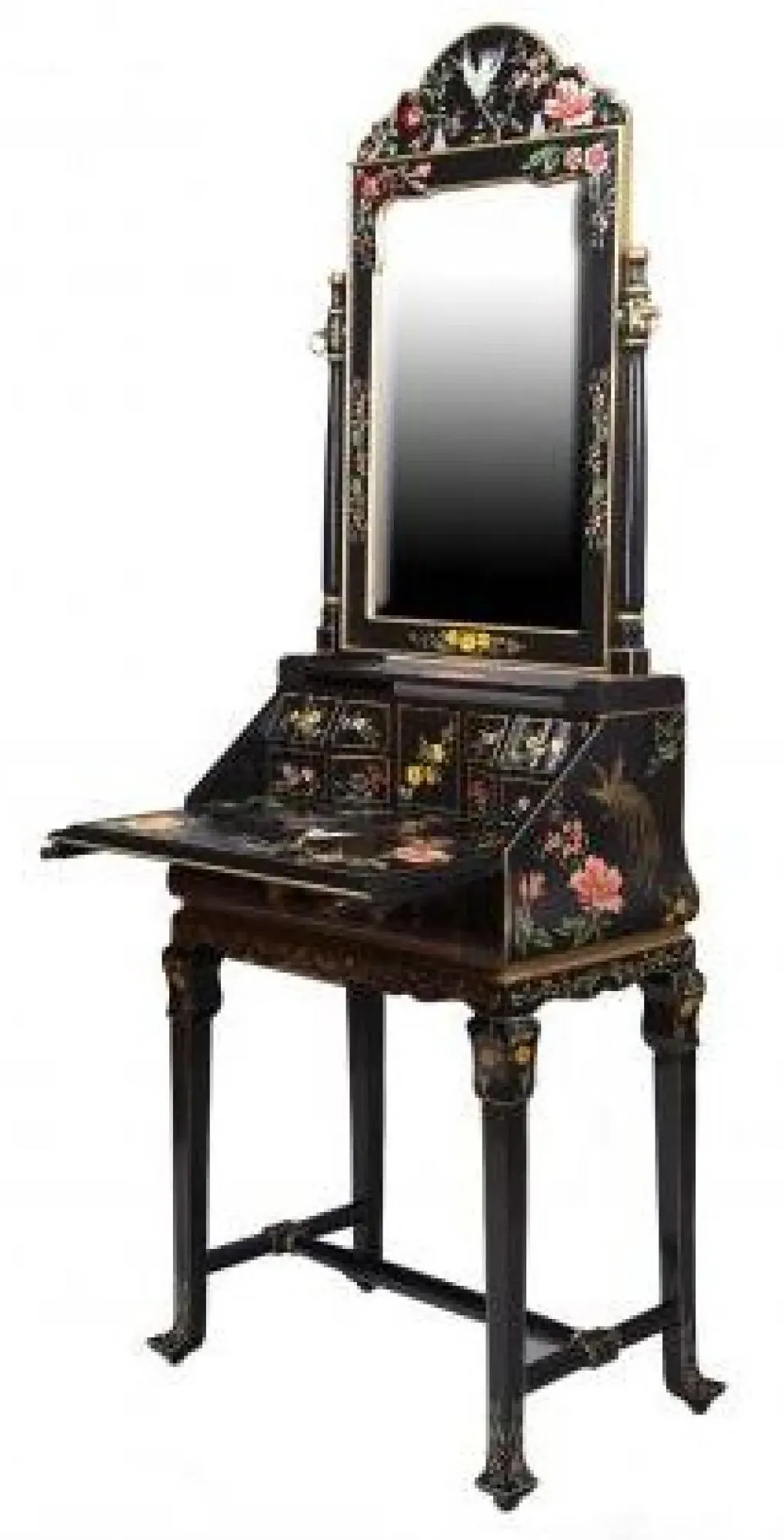 Meerut Lyre Bird Design Dressing Table with Mirror - Black