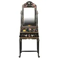 Meerut Lyre Bird Design Dressing Table with Mirror - Black