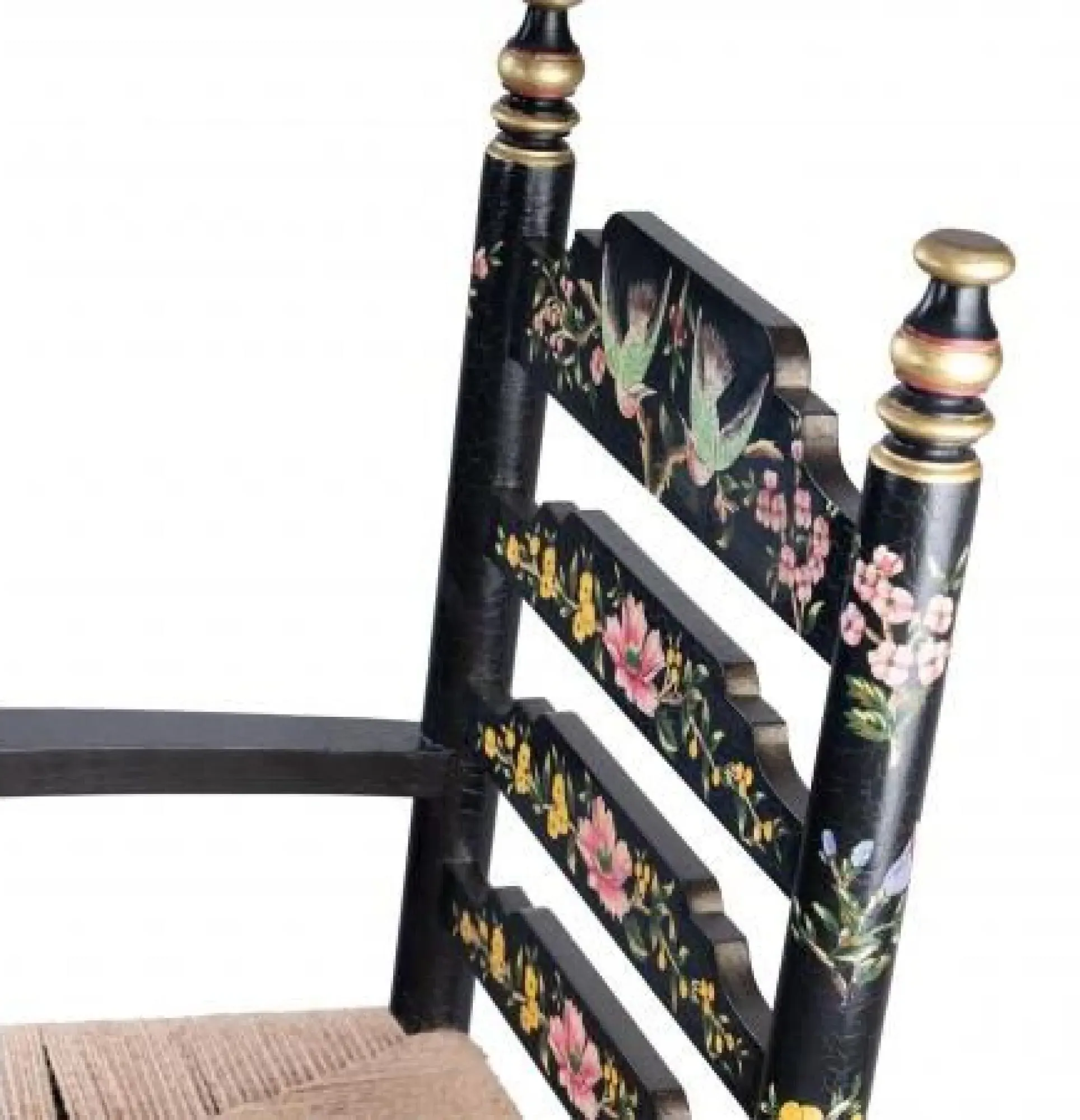 Meerut Lyre Bird Design Wooden Dining Armchair - Black