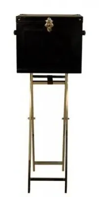 Mysore Handcrafted Mini Bar Box with Gold Stand - Cognac