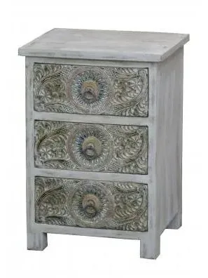 Rewa Hand Painted 3 Drawer Bedside Cabinet - Painted image