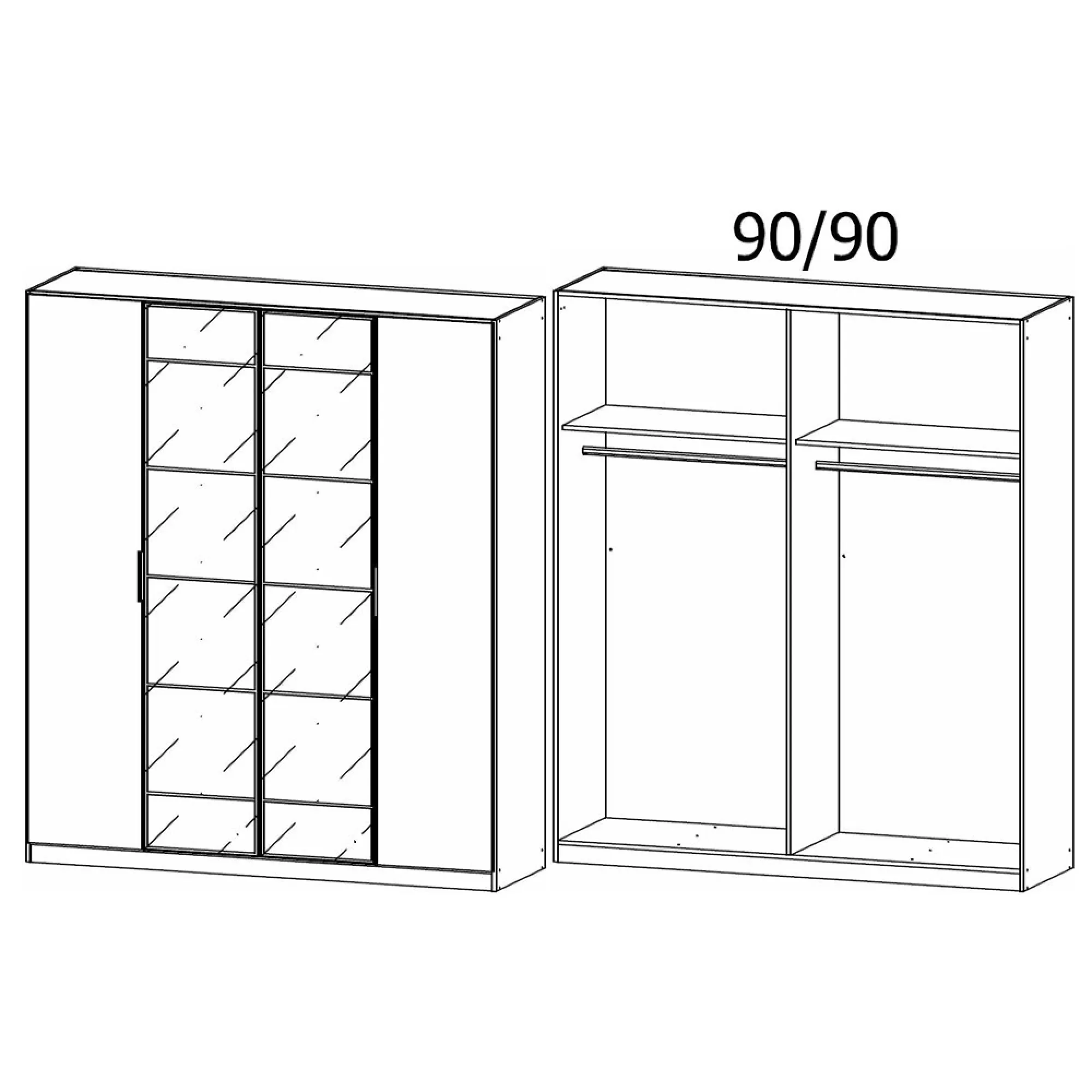 Acero 4 Door Mirror Wardrobe - Alpine White