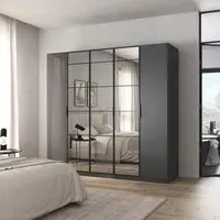 Acero 4 Door Mirror Wardrobe - Metallic Grey