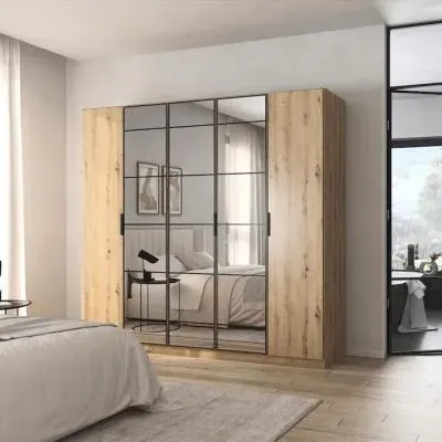 Acero 5 Door Mirror Wardrobe - Artisan Oak