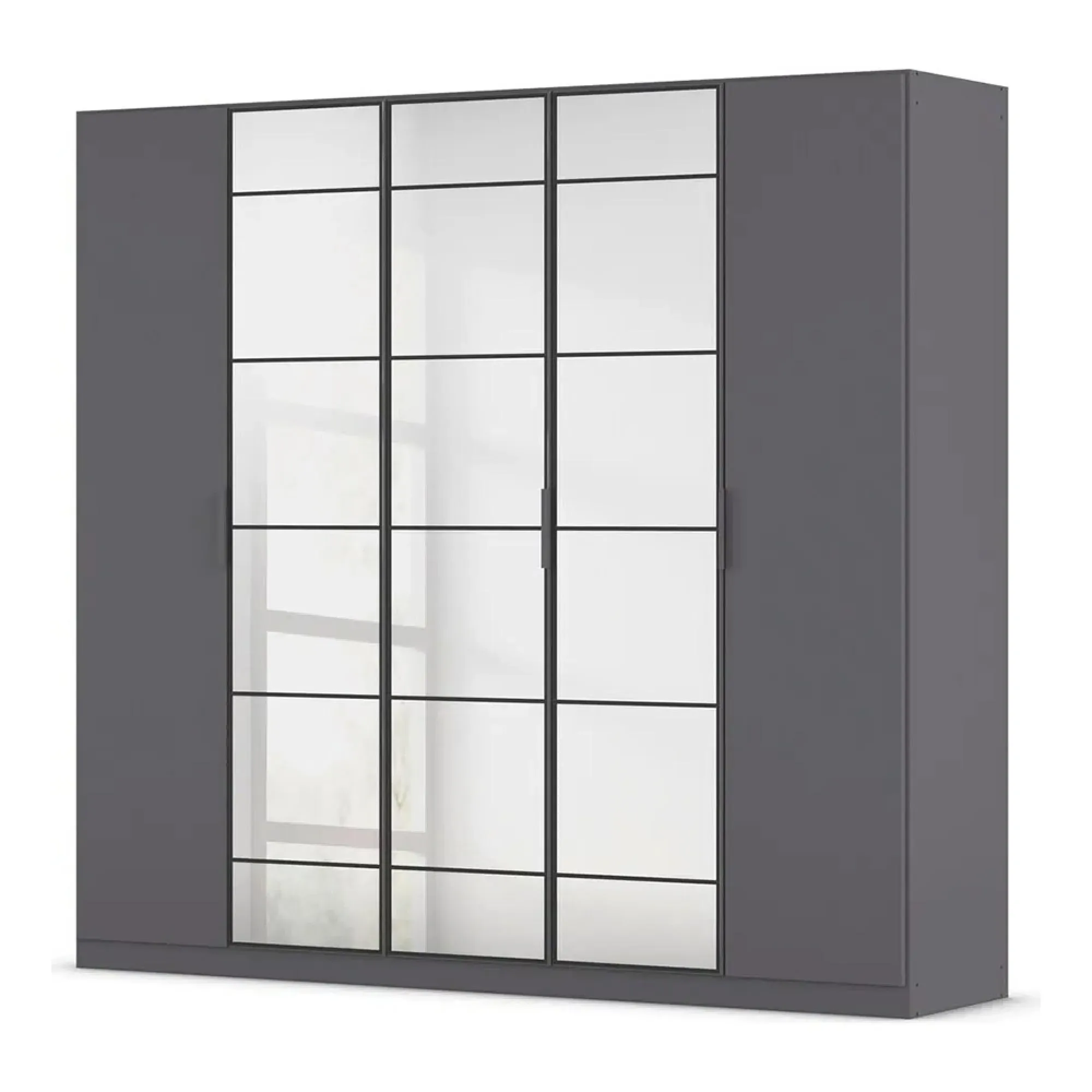 Acero 5 Door Mirror Wardrobe - Metallic Grey