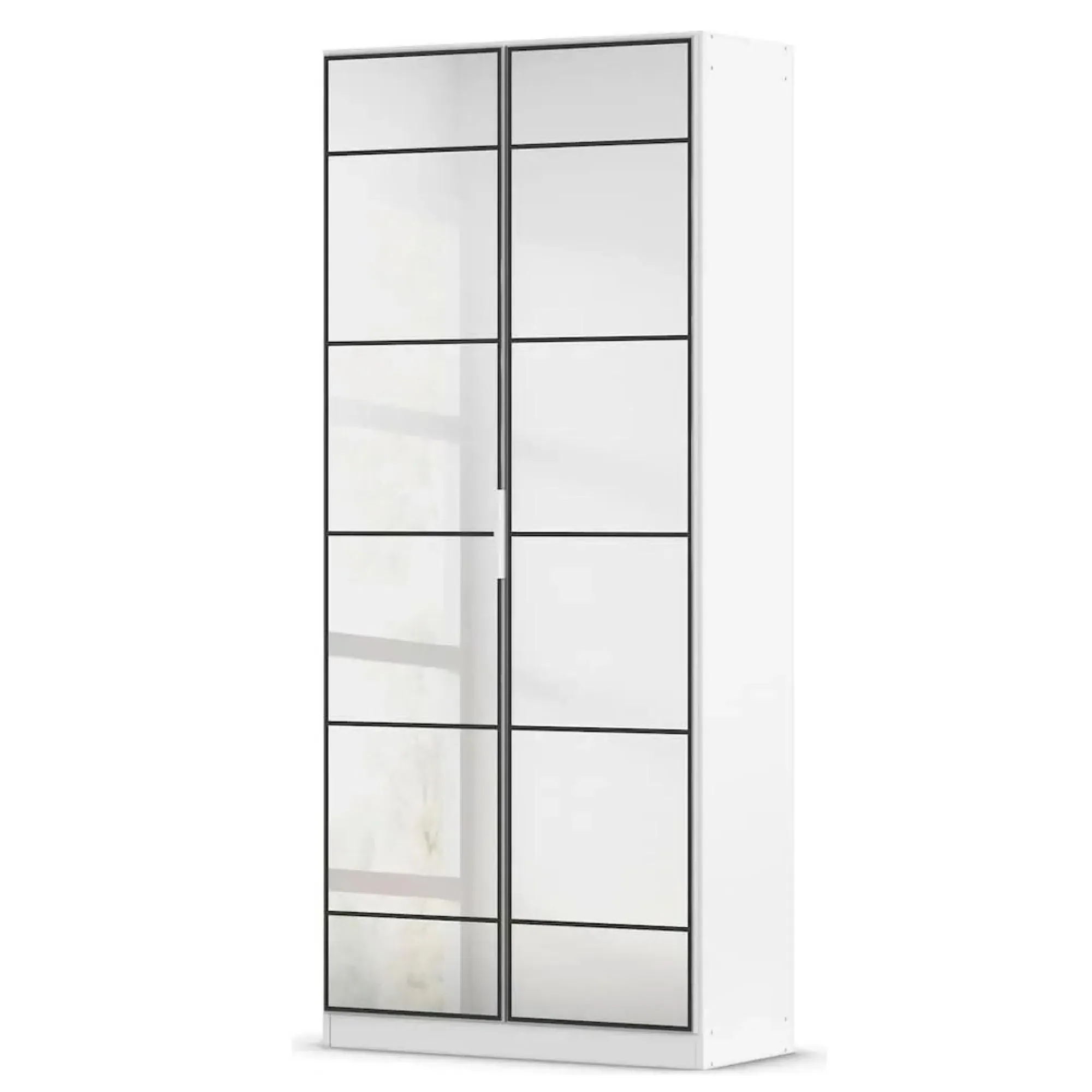 Acero 91cm 2 Door Mirrored Wardrobe - Alpine White