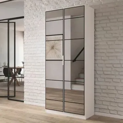Acero 91cm 2 Door Mirrored Wardrobe - Alpine White image
