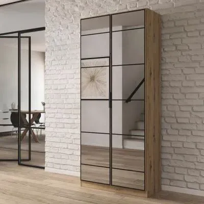 Acero 91cm 2 Door Mirrored Wardrobe - Artisan Oak
