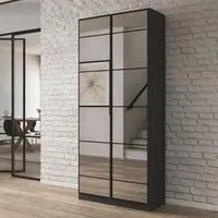 Acero 91cm 2 Door Mirrored Wardrobe - Metallic Grey