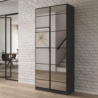 Acero 91cm 2 Door Mirrored Wardrobe - Metallic Grey
