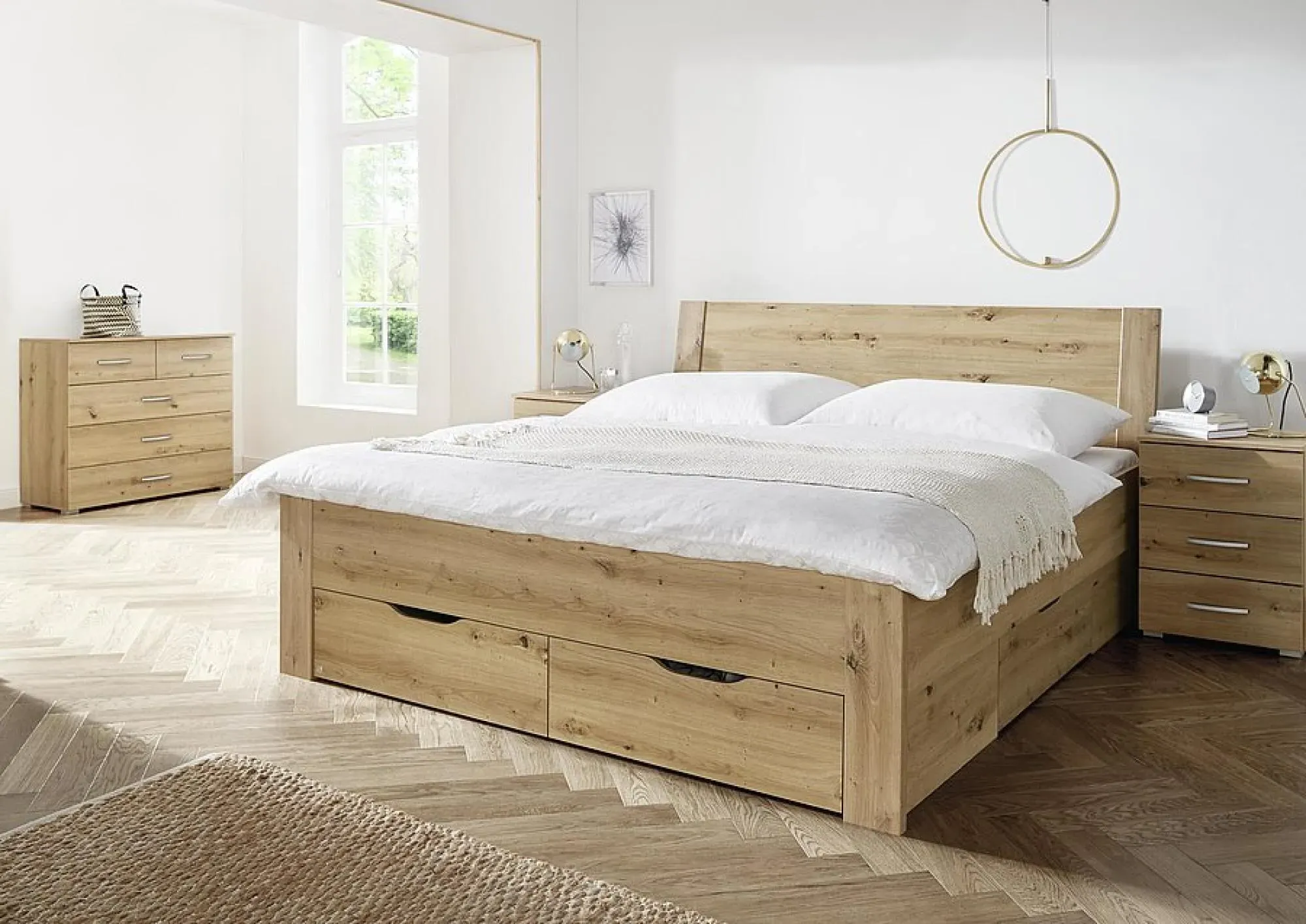 Aditio 3 Drawer Bedside Cabinet - Oak