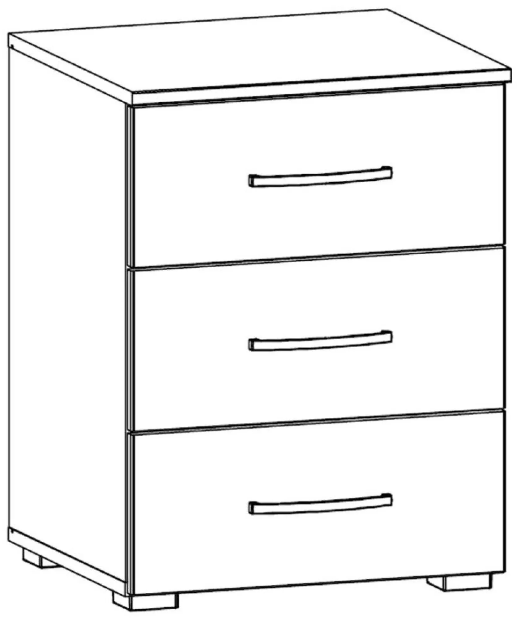 Aditio 3 Drawer Bedside Cabinet - White