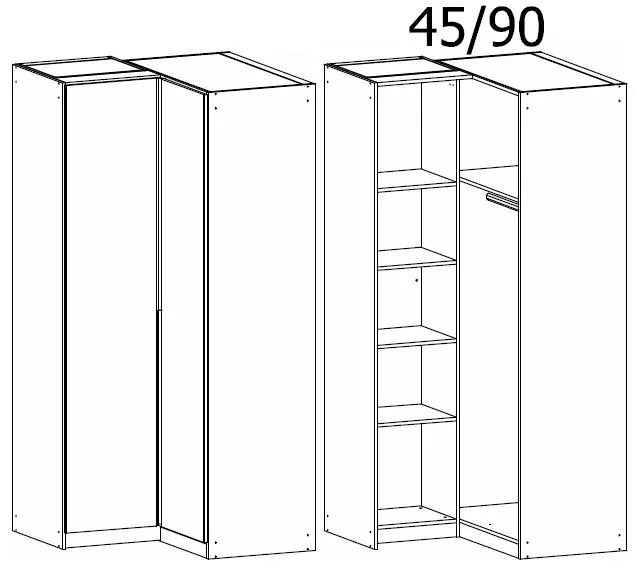 Alabama 100cm 2 Door Corner Wardrobe - Silk Grey