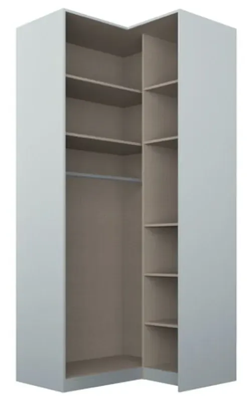 Alabama 100cm 2 Door Corner Wardrobe - Silk Grey