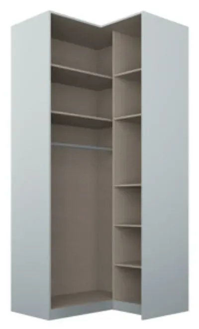 Alabama 100cm 2 Door Corner Wardrobe with Mirror - Silk Grey