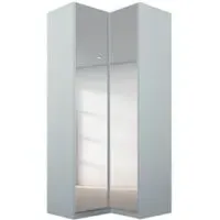 Alabama 100cm 2 Door Corner Wardrobe with Mirror - Silk Grey