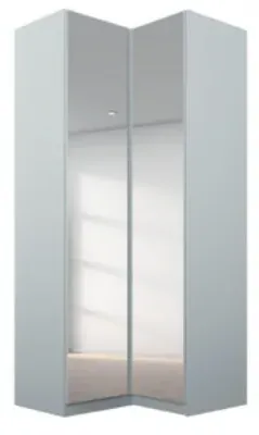 Alabama 100cm 2 Door Corner Wardrobe with Mirror - Silk Grey