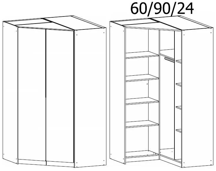 Alabama 117cm Corner Wardrobe - Silk Grey