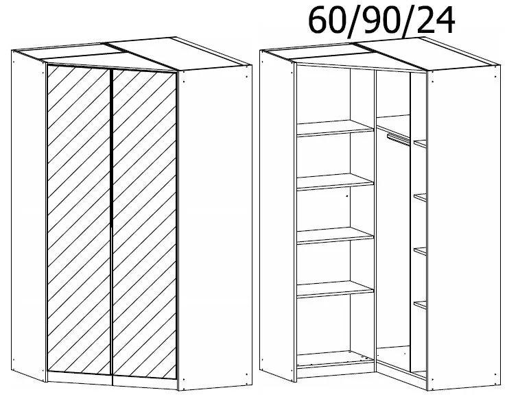 Alabama 117cm Corner Wardrobe with Mirror - Silk Grey