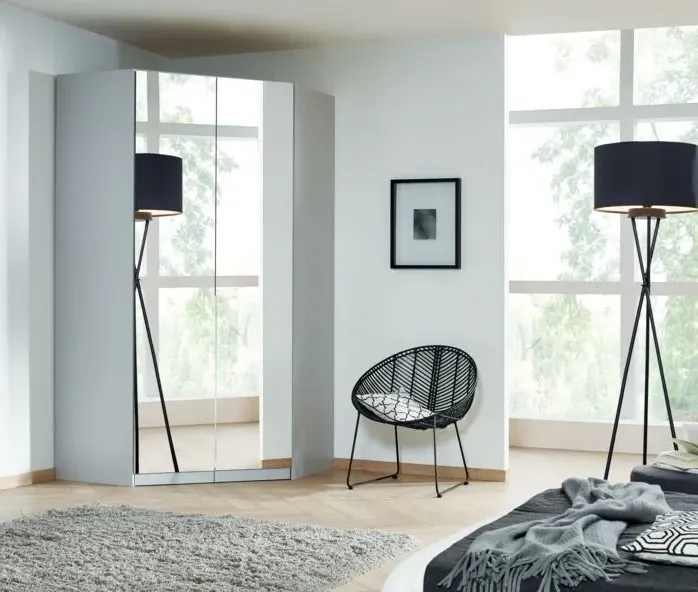 Alabama 117cm Corner Wardrobe with Mirror - Silk Grey