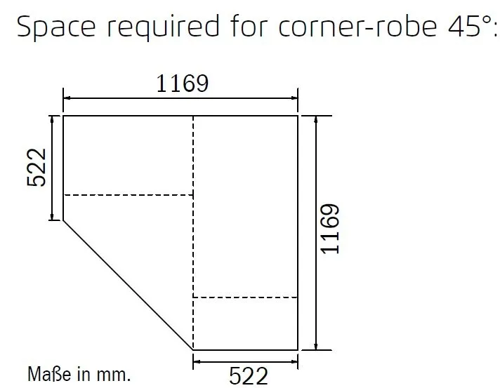 Alabama 117cm Corner Wardrobe with Mirror - Silk Grey