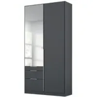 Alabama 2 Door Combi Wardrobe with Mirror - Metallic Grey