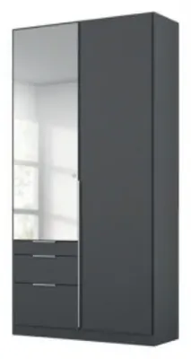 Alabama 2 Door Combi Wardrobe with Mirror - Metallic Grey image