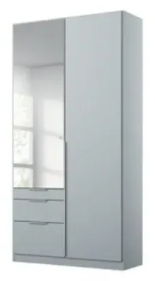 Alabama 2 Door Combi Wardrobe with Mirror - Silk Grey