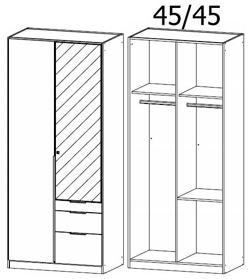 Alabama 2 Door Combi Wardrobe with Mirror - Sonoma Oak
