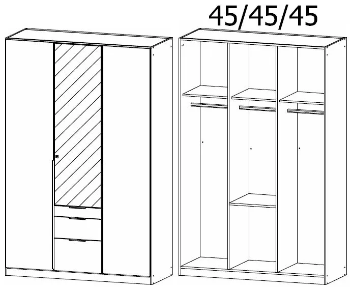 Alabama 3 Door Combi Wardrobe with Mirror - Sonoma Oak