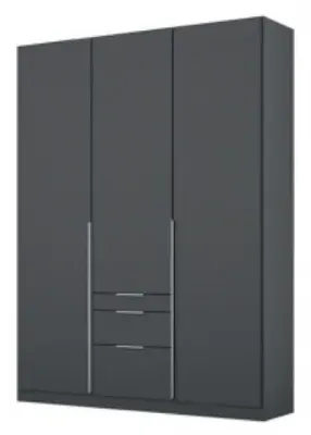 Alabama 3 Door Wardrobe with Drawers - Metallic Grey image