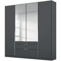 Alabama 4 Door Combi Wardrobe with Mirror - Metallic Grey