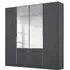 Alabama 4 Door Combi Wardrobe with Mirror - Metallic Grey