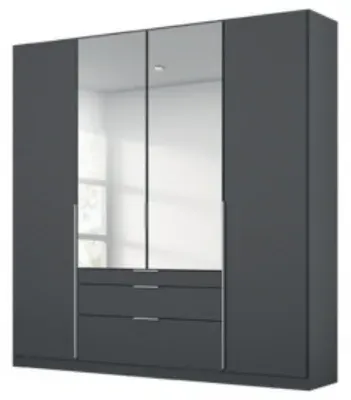 Alabama 4 Door Combi Wardrobe with Mirror - Metallic Grey