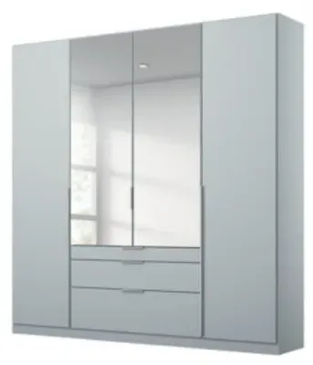 Alabama 4 Door Combi Wardrobe with Mirror - Silk Grey