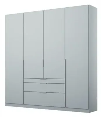 Alabama 4 Door Wardrobe with Drawers - Silk Grey