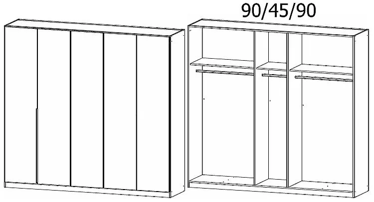 Alabama 5 Door Wardrobe - Silk Grey