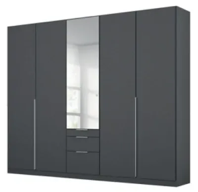 Alabama 5 Door Wardrobe with Mirror - Metallic Grey