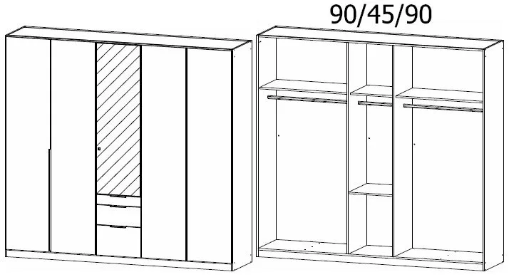 Alabama 5 Door Wardrobe with Mirror - Sonoma Oak