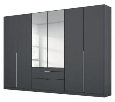 Alabama 6 Door Combi Wardrobe with Drawers - Metallic Grey