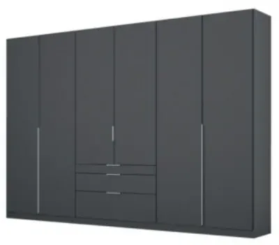 Alabama 6 Door Wardrobe with Drawers - Metallic Grey