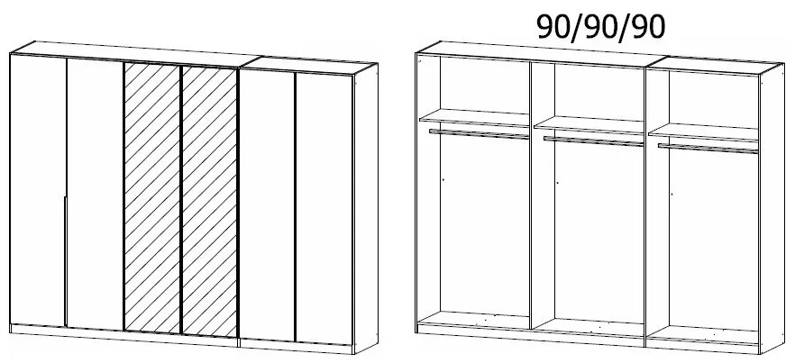 Alabama 6 Door Wardrobe with Mirror - Sonoma Oak