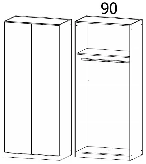 Alabama 91cm 2 Door Wardrobe - Silk Grey